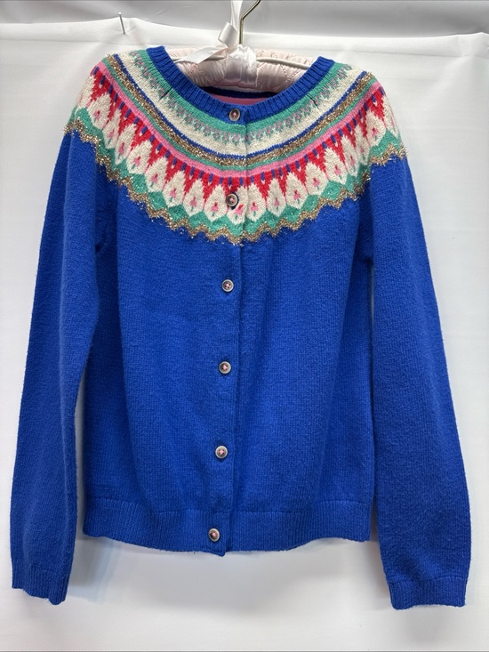 Mini Boden Other - Mini Boden Girls' Fair Isle Sweater Cardigan Sz 8-9y Cobalt Blue Nordic Classic